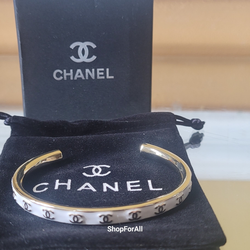 Chanel Gold and White Bangle Bracelet - Picture 4 of 12